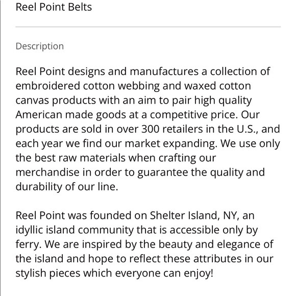 REEL POINT SHELTER ISLAND BELT, NWOT - Picture 8 of 8